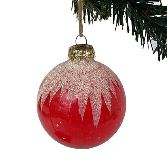 Vintage Christmas Ornament Red Glass with Glitter West Germany - Picture 1 of 5